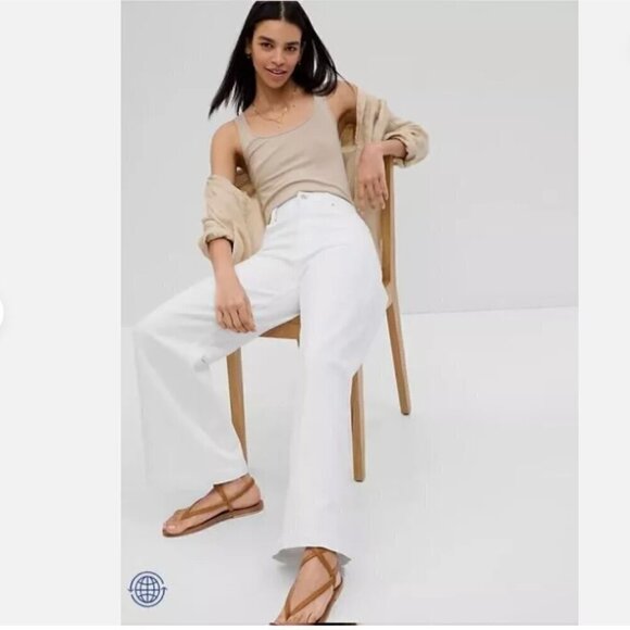 GAP White Size 14/32 TALL High Rise STRIDE Wide Leg Jeans MSRP $80 - Y2K Vibes - Picture 3 of 6